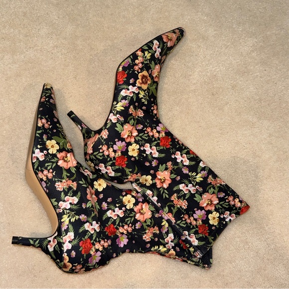 ZARA WOMAN FLORAL SOCK STRETCH HEEL POINTY TOE BOOTS - Picture 3 of 7